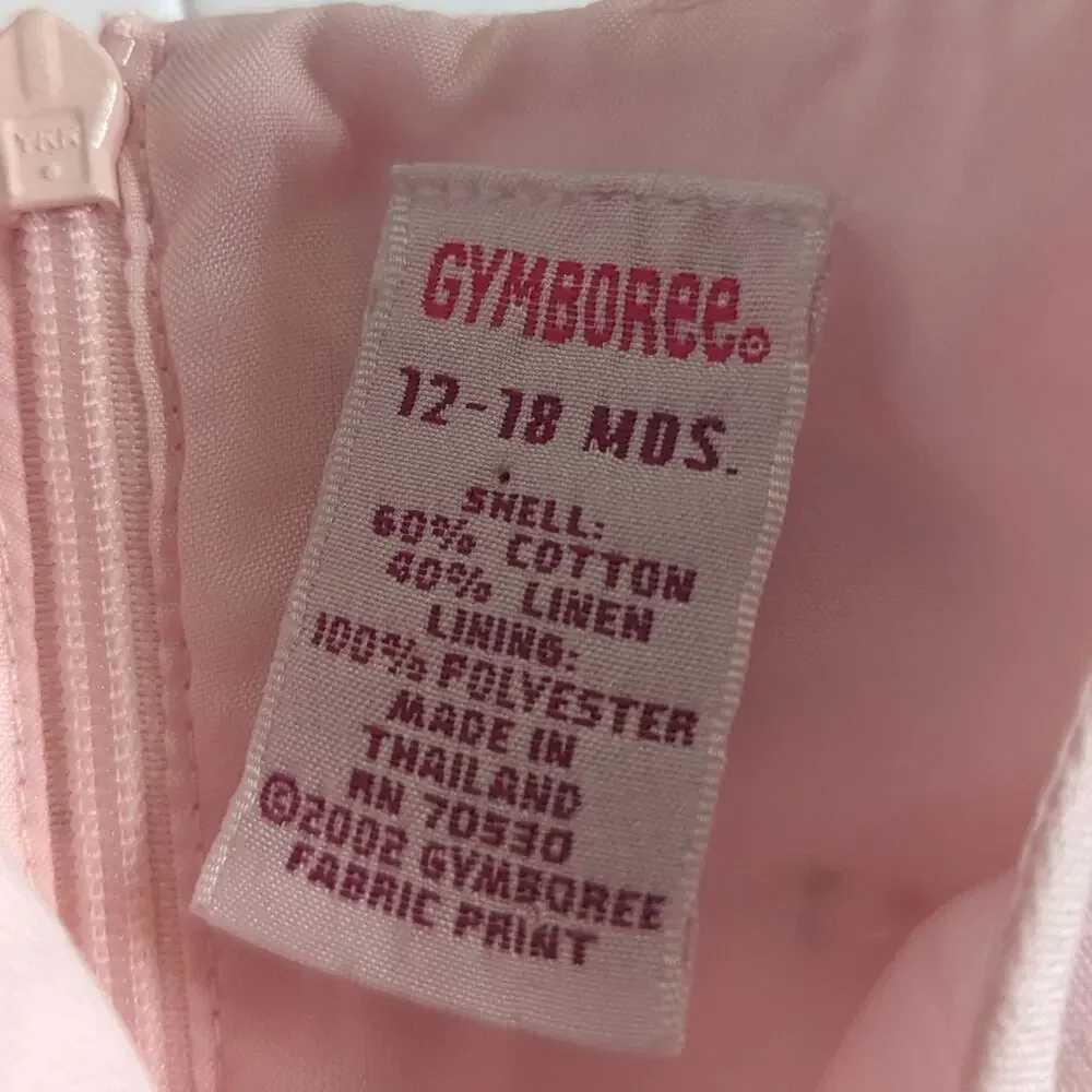 Vtg Gymboree Dress Baby Girls Sz 12-18m Pink Floral Rosebud 2002